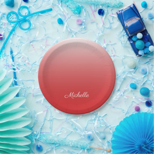 Personalisierter Gradientenrot Pappteller (Party)