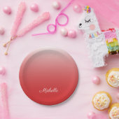 Personalisierter Gradientenrot Pappteller (Party)