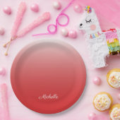 Personalisierter Gradientenrot Pappteller (Party)