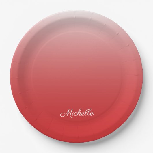 Personalisierter Gradientenrot Pappteller (Vorderseite)