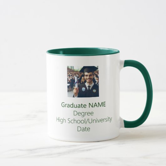 Personalisierter Graduate Foto Abschluss Grüne Tas Tasse (Rechts)