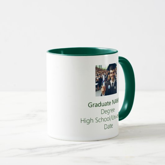 Personalisierter Graduate Foto Abschluss Grüne Tas Tasse (VorderseiteRechts)