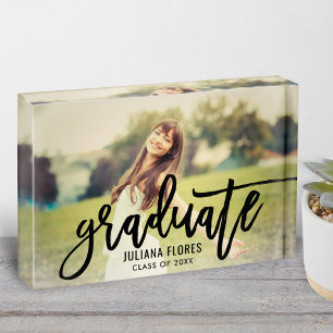 Personalisierter graduierter schwarzer gebürsteter fotoblock