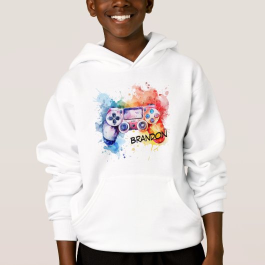 Personalisierter Grafikcontroller für Wasserfarben Hoodie (Vorderseite)