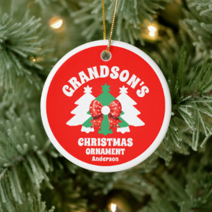 Personalisierter Grandsons Foto Weihnachtsbaum Keramik Ornament