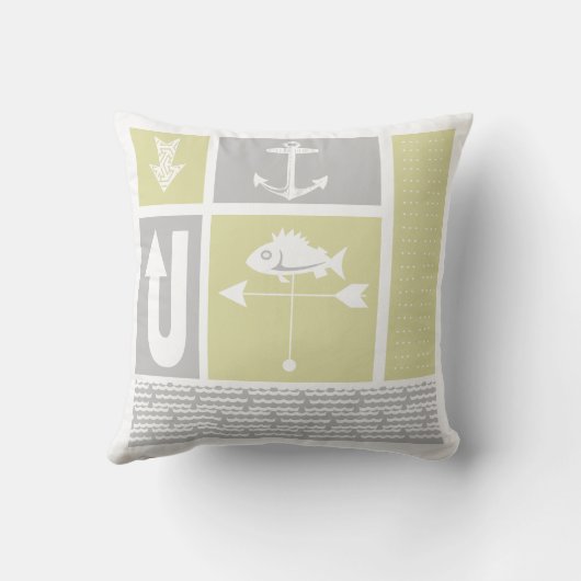 Personalisierter, grau-gelber Farbblock Kissen (Rückseite)