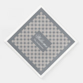 Personalisierter Grau Karierter Napkins Chic Table Serviette (Ecke)