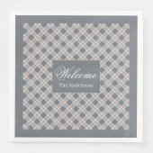 Personalisierter Grau Karierter Napkins Chic Table Serviette (Vorderseite)