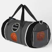 Personalisierter Grau Schwarzer Basketball Duffle Bag (Rechte Ecke)