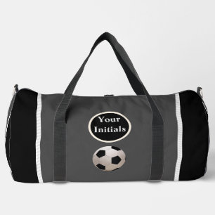 Personalisierter Grau Schwarzer Fußball Duffle Bag