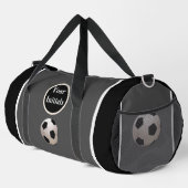 Personalisierter Grau Schwarzer Fußball Duffle Bag (Rechte Ecke)
