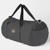Personalisierter Grau-Schwarzer Monogramm-Sport- o Duffle Bag (Rechte Ecke)