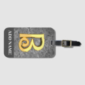 Personalisierter Grau- und Goldmonogramm-Letter B Gepäckanhänger (Vorderseite (Horizontal))