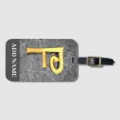 Personalisierter Grau- und Goldmonogramm-Letter F Gepäckanhänger (Vorderseite (Horizontal))