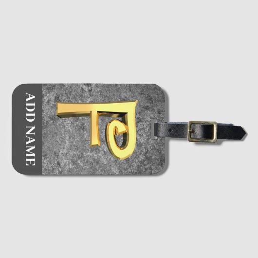 Personalisierter Grau- und Goldmonogramm-Letter F Gepäckanhänger (Vorderseite (Horizontal))