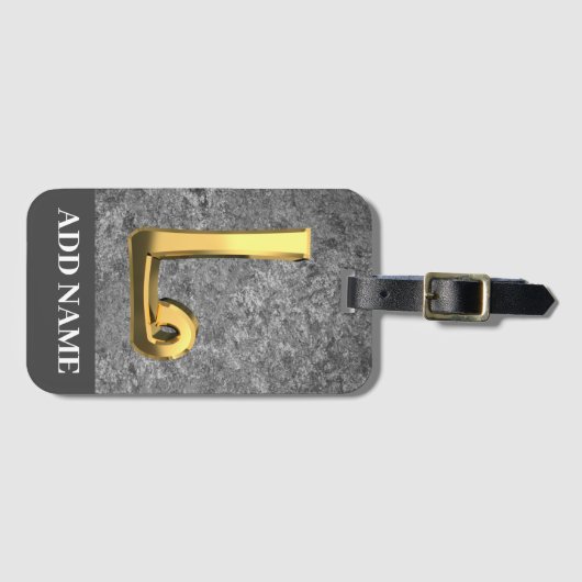 Personalisierter Grau- und Goldmonogramm-Letter L Gepäckanhänger (Vorderseite (Horizontal))