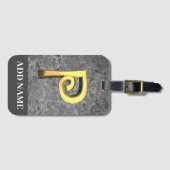 Personalisierter Grau- und Goldmonogramm-Letter P Gepäckanhänger (Vorderseite (Horizontal))