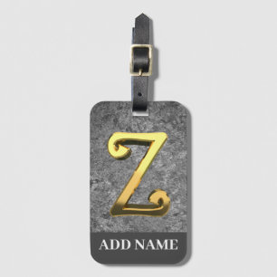 Personalisierter Grau- und Goldmonogramm-Letter Z Gepäckanhänger