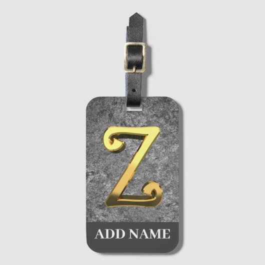 Personalisierter Grau- und Goldmonogramm-Letter Z Gepäckanhänger (Vorderseite Vertikal)