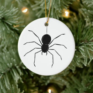 Personalisierter, graue Spider Halloween-Baum Keramik Ornament
