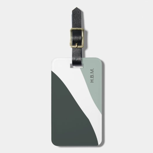Personalisierter graue und grüne Farbblock Gepäckanhänger (Vorderseite vertikal)