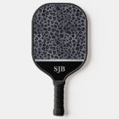 Personalisierter Graue und schwarzer Leopard Pickleball Schläger (Rückseite)