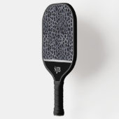 Personalisierter Graue und schwarzer Leopard Pickleball Schläger (Links)