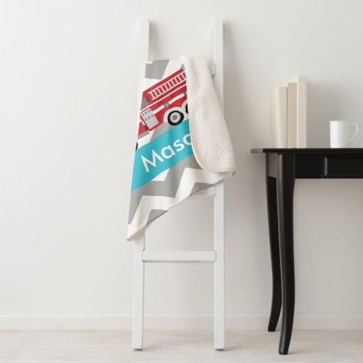 Personalisierter grauer aquamariner Zickzack Sherpadecke (Beispiel)