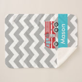 Personalisierter grauer aquamariner Zickzack Sherpadecke (Vorderseite (Horizontal))