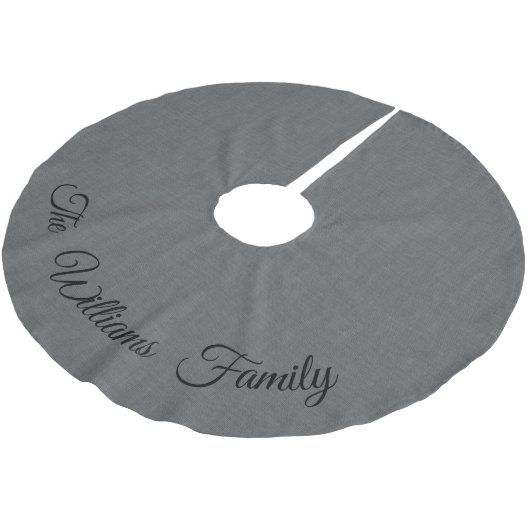 Personalisierter grauer Baum-Rock Polyester Weihnachtsbaumdecke (Schrägansicht)