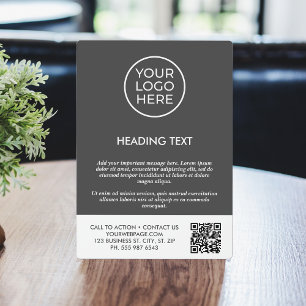 Personalisierter grauer Geschäfts-Logo-QR-Code Fotoplatte