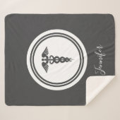 Personalisierter grauer Hamd Letcal Medical Caduce Sherpadecke (Vorderseite (Horizontal))