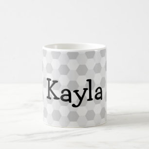 Personalisierter grauer Hexagonnamenshintergrund Kaffeetasse