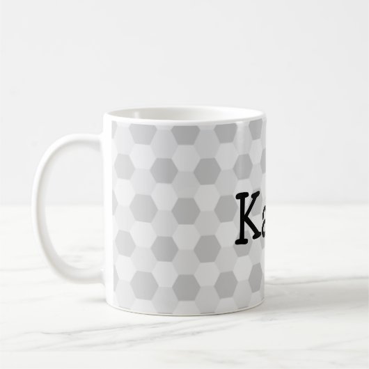 Personalisierter grauer Hexagonnamenshintergrund Kaffeetasse (Links)