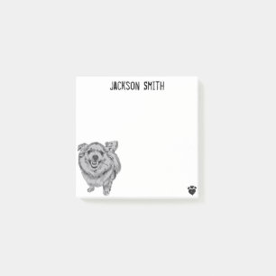Personalisierter grauer Hund Post-it Klebezettel