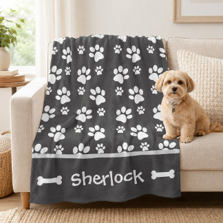 Personalisierter Grauer Hund-Schuhputzgeschenk Fleecedecke