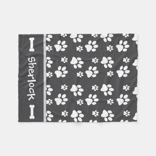 Personalisierter Grauer Hund-Schuhputzgeschenk Fleecedecke (Vorderseite (Horizontal))