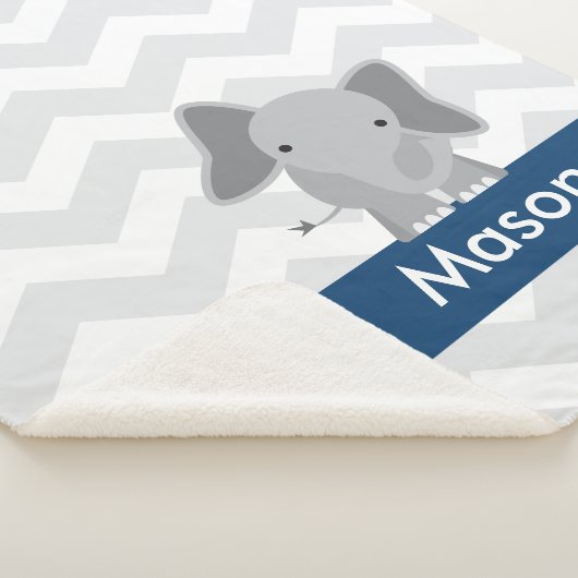 Personalisierter grauer Marine-Blau-Zickzack Sherpadecke (3/4)