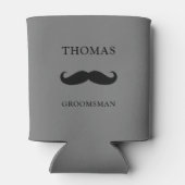personalisierter grauer Mustache-Trauzeuge Dosenkühler (Rückseite)