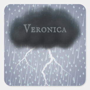 Personalisierter grauer Stormy Thunder Cloud Whims Quadratischer Aufkleber