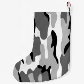 Personalisierter grauer und schwarzer Camouflage W Kleiner Weihnachtsstrumpf (Rückseite)