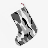 Personalisierter grauer und schwarzer Camouflage W Kleiner Weihnachtsstrumpf (Rückseite (Hängend))