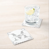 Personalisierter grauer und weißer Vater des Bräut Untersetzer (Vor Ort)