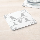 Personalisierter grauer und weißer Vater des Bräut Untersetzer (angewinkelt)