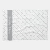 Personalisierter grauer weißer U-Bahnziegel Geschirrtuch (Horizontal)