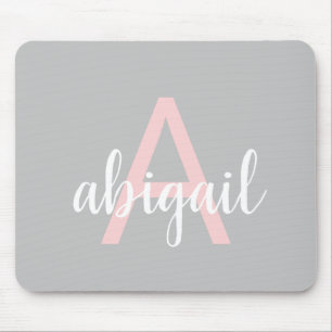 Personalisierter Graurosa Monogramm Mousepad