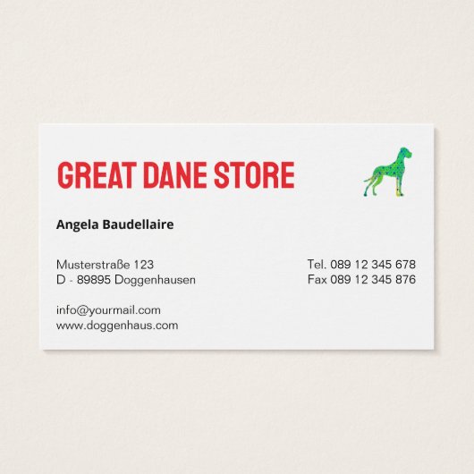 Personalisierter Great Dane Shop (Rückseite)