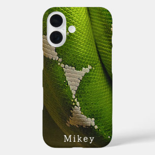 Personalisierter Green Tree Snake Sturdy iPhone Ca 16 Hülle