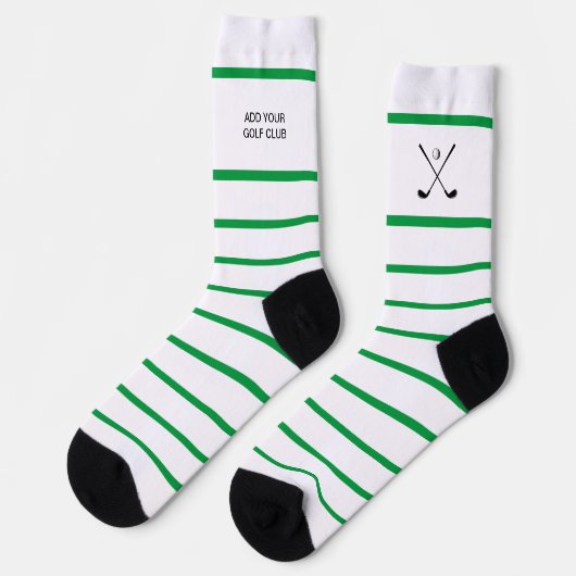Personalisierter Green White Strip Golf Club Golfe Socken (Linkes Detail)