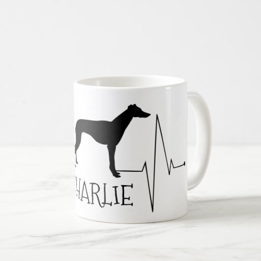 Personalisierter Greyhound Whippet Liebe Hund Herz Kaffeetasse (VorderseiteRechts)